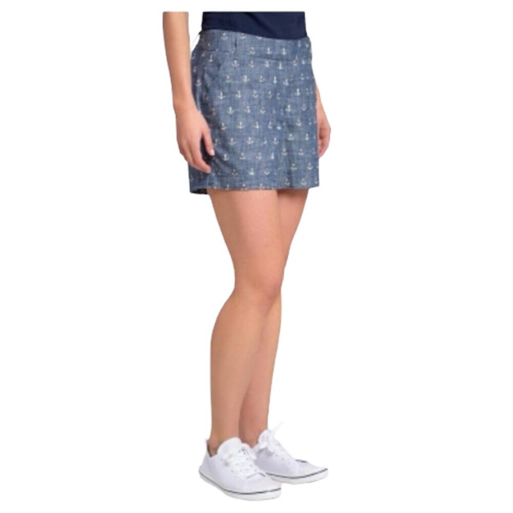 HATLEY Blue Cotton Chambray Mini Shorts White Anchor Nautical Boating 4